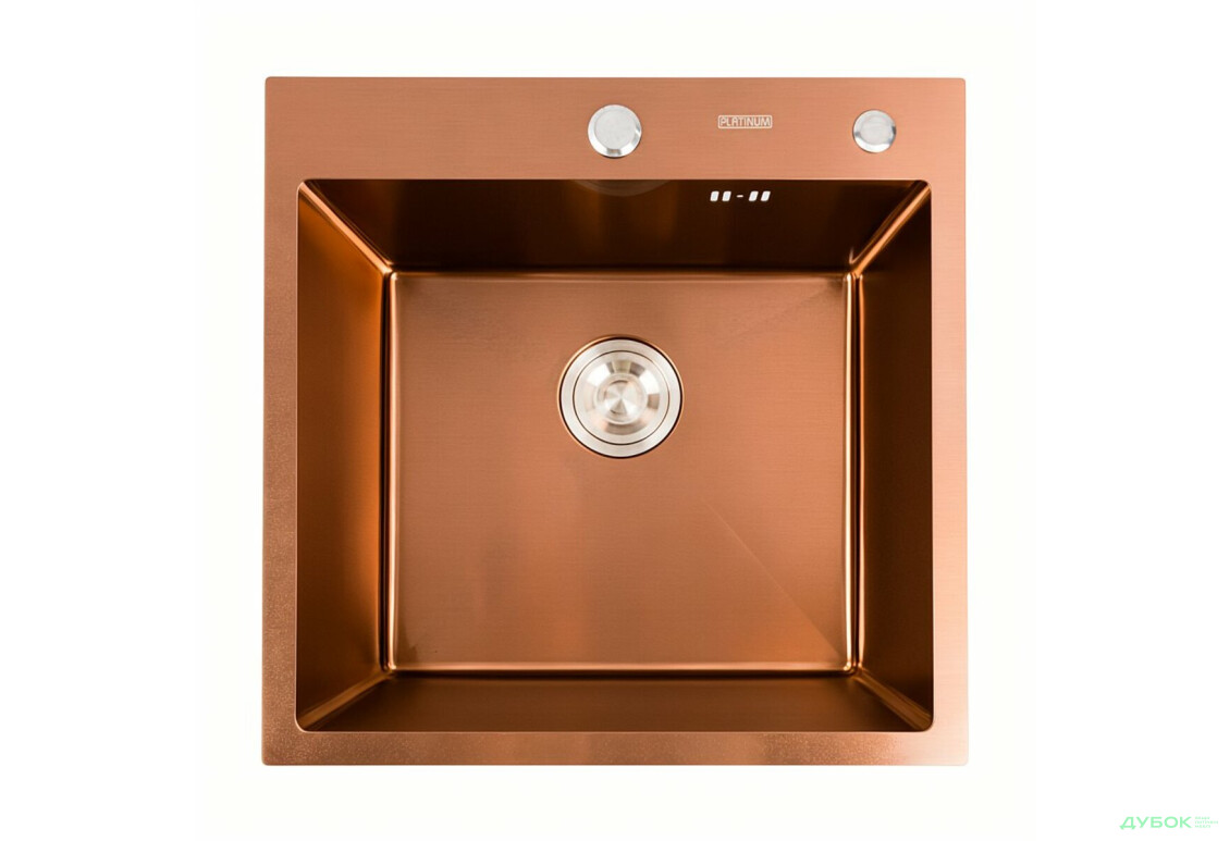 Изображение 1 - Кухонна мийка Platinum Handmade PVD мідь 500x500x220 (3,0/1,5 мм + дозатор в комплекті) Платинум