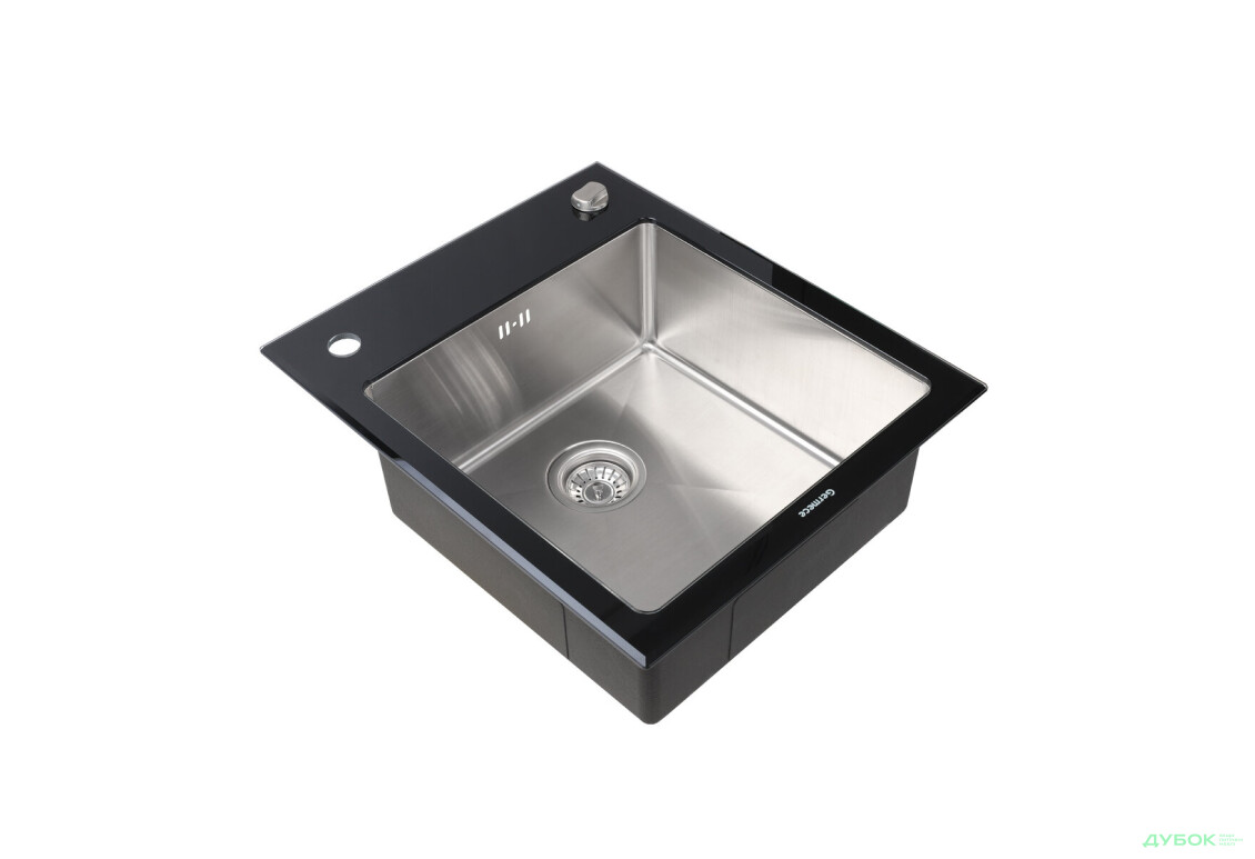 Кухонна мийка Platinum Handmade BLACK GLASS 600x510x200 Платинум
