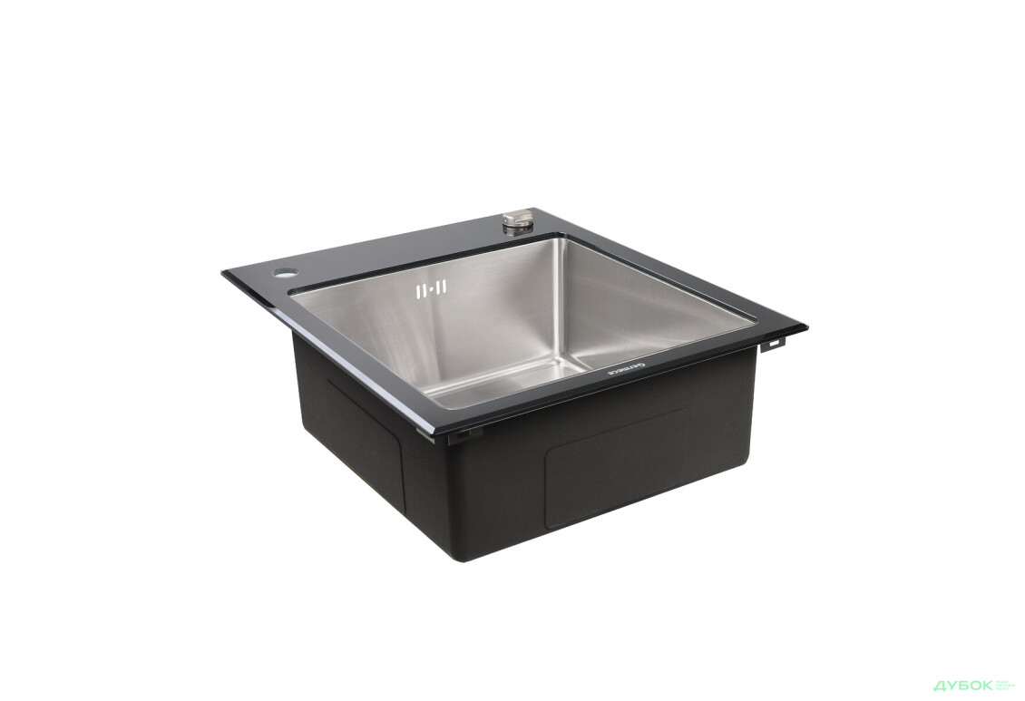 Изображение 4 - Кухонна мийка Platinum Handmade BLACK GLASS 600x510x200 Платинум