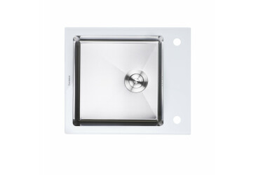 Кухонна мийка Handmade WHITE GLASS 600х510х200 Platinum