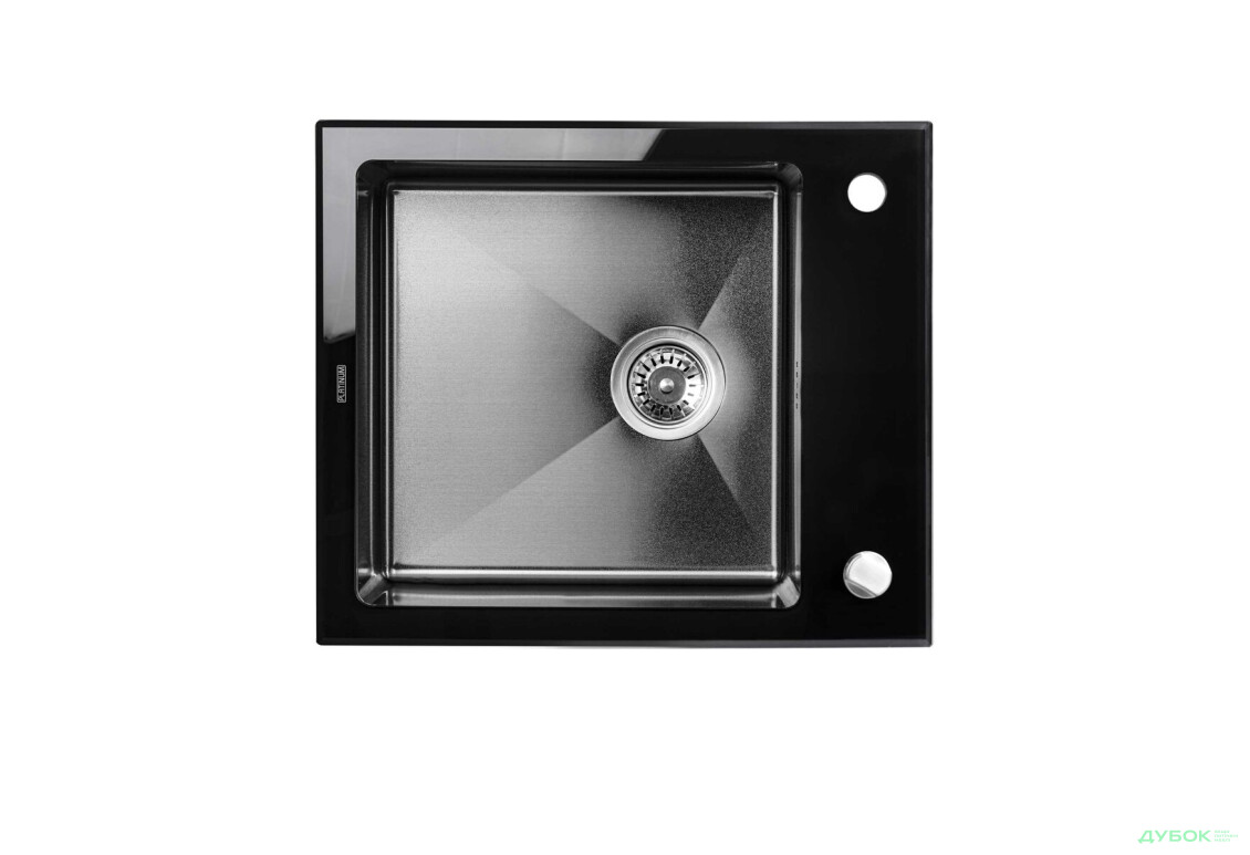 Кухонна мийка Platinum Handmade PVD BLACK GLASS 600х510х200 мм Платинум
