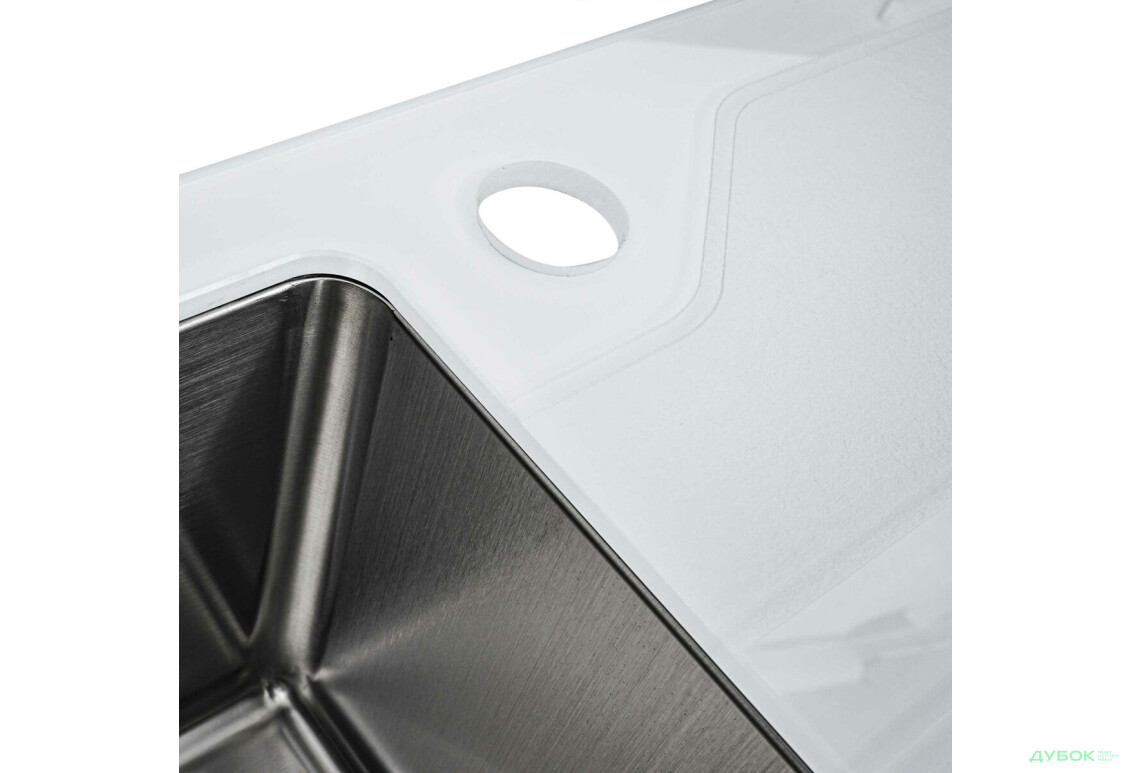 Кухонна мийка Platinum Handmade WHITE GLASS 780х510х200 Платинум