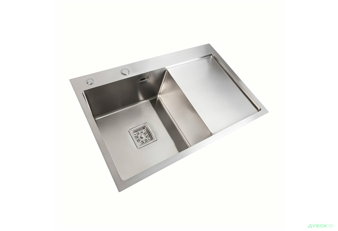 Изображение 5 - Мийка нержавійка Platinum Handmade 78*50B L (два отвори ,квадратний сифон 3.0/1.0) Платинум