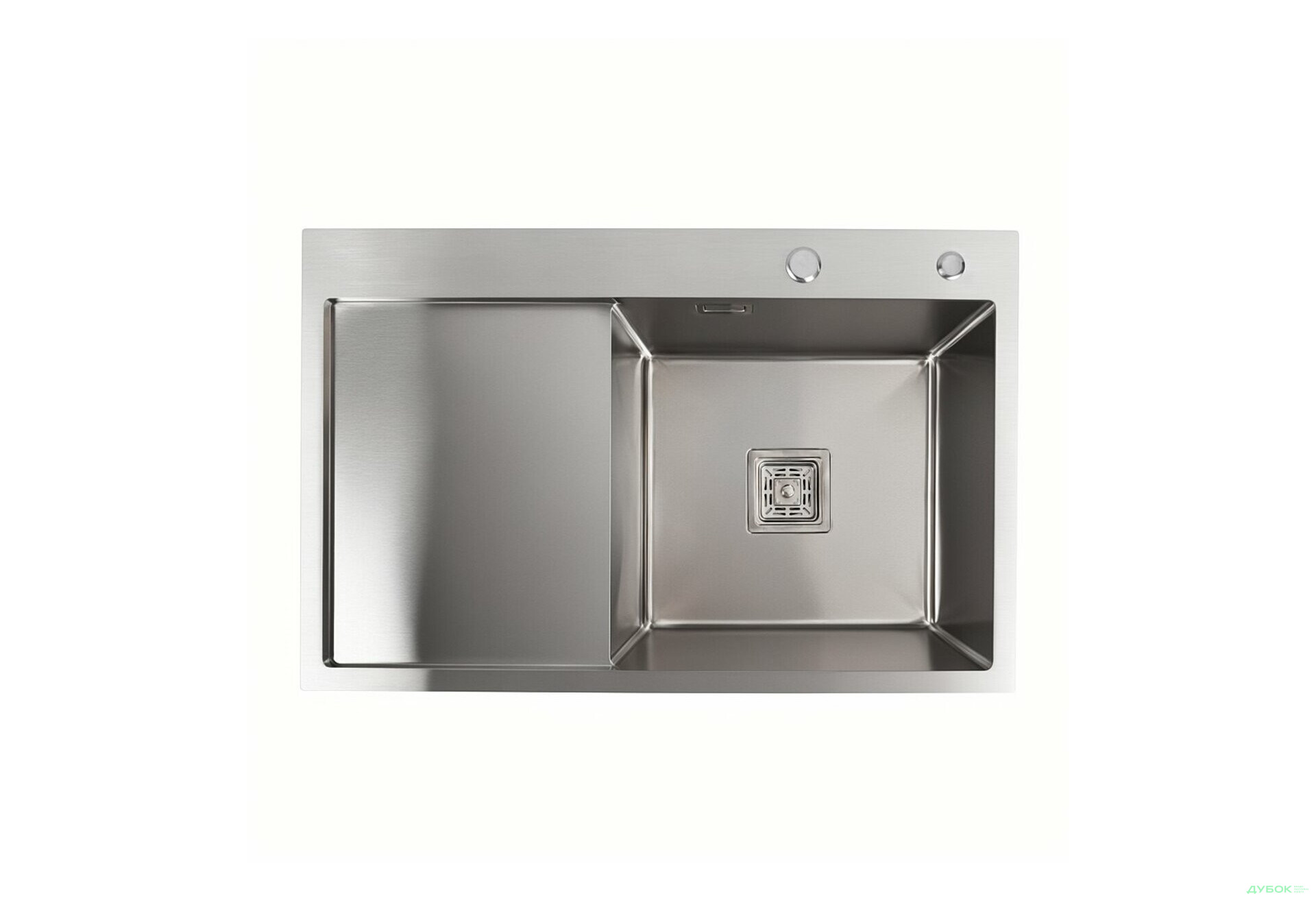 Изображение 4 - Мийка нержавійка Platinum Handmade 78*50B R (два отвори ,квадратний сифон 3.0/1.0) Платинум