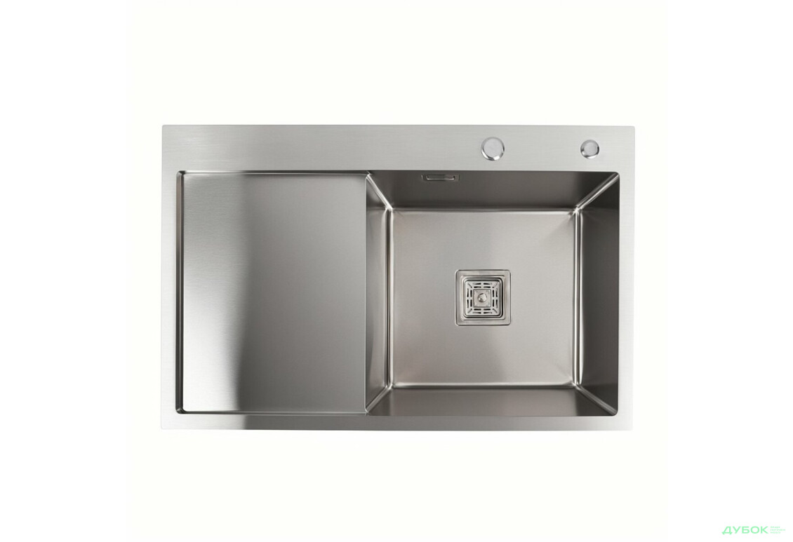Изображение 4 - Мийка нержавійка Platinum Handmade 78*50B R (два отвори ,квадратний сифон 3.0/1.0) Платинум