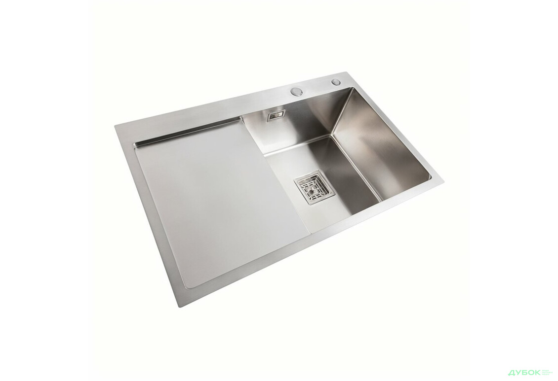 Изображение 5 - Мийка нержавійка Platinum Handmade 78*50B R (два отвори ,квадратний сифон 3.0/1.0) Платинум