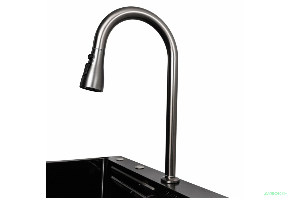 Зображення 4 - Кухонна мийка 75*45A PVD чорна Platinum Handmade "ВОДОСПАД" Platinum
