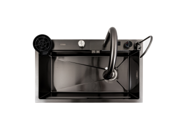 Кухонна мийка 75*45G чорна Platinum Handmade "Водоспад" Platinum