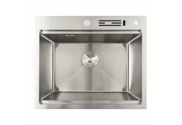 Кухонна мийка нержавійка 60х50 Platinum Handmade з підставкою для ножів (сифон круглий, 3,0/0,8) Platinum