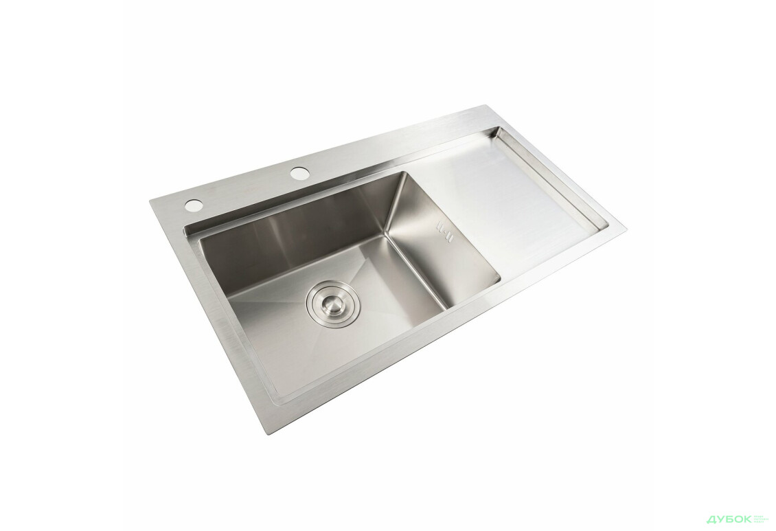 Кухонна мийка нержавійка 78*43 L Platinum Handmade (два отвори, круглий сифон 3,0/0,8) Платинум
