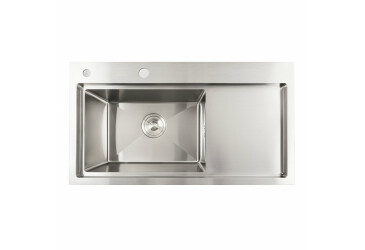 Кухонна мийка нержавійка 78*43 L Platinum Handmade (два отвори, круглий сифон 3,0/0,8) Platinum