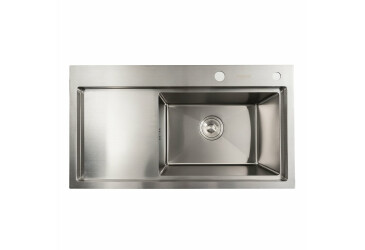 Кухонна мийка нержавійка 78*43 R Platinum Handmade (два отвори, круглий сифон 3,0/0,8) Platinum