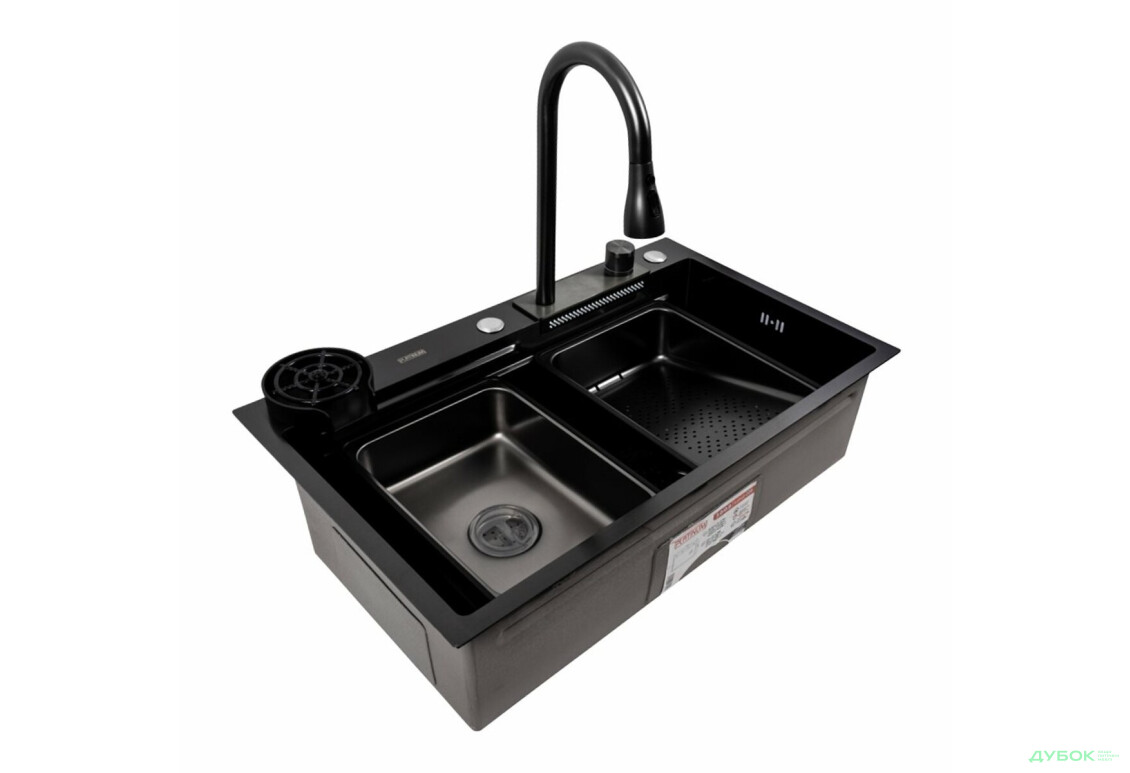 Изображение 4 - Кухонна мийка PVD чорна CM 75*46A Platinum Handmade "Водоспад" Платинум