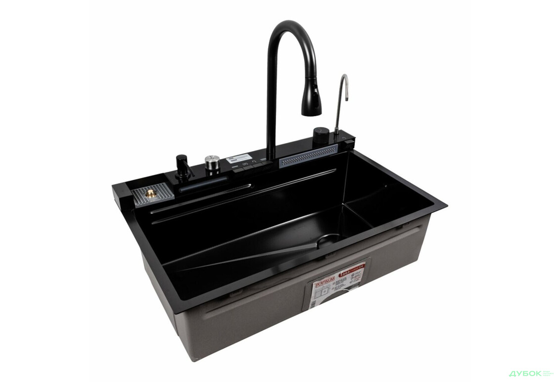 Изображение 4 - Кухонна мийка CM 75*46C PVD чорна Platinum Handmade "ВОДОСПАД" (Декор) Платинум