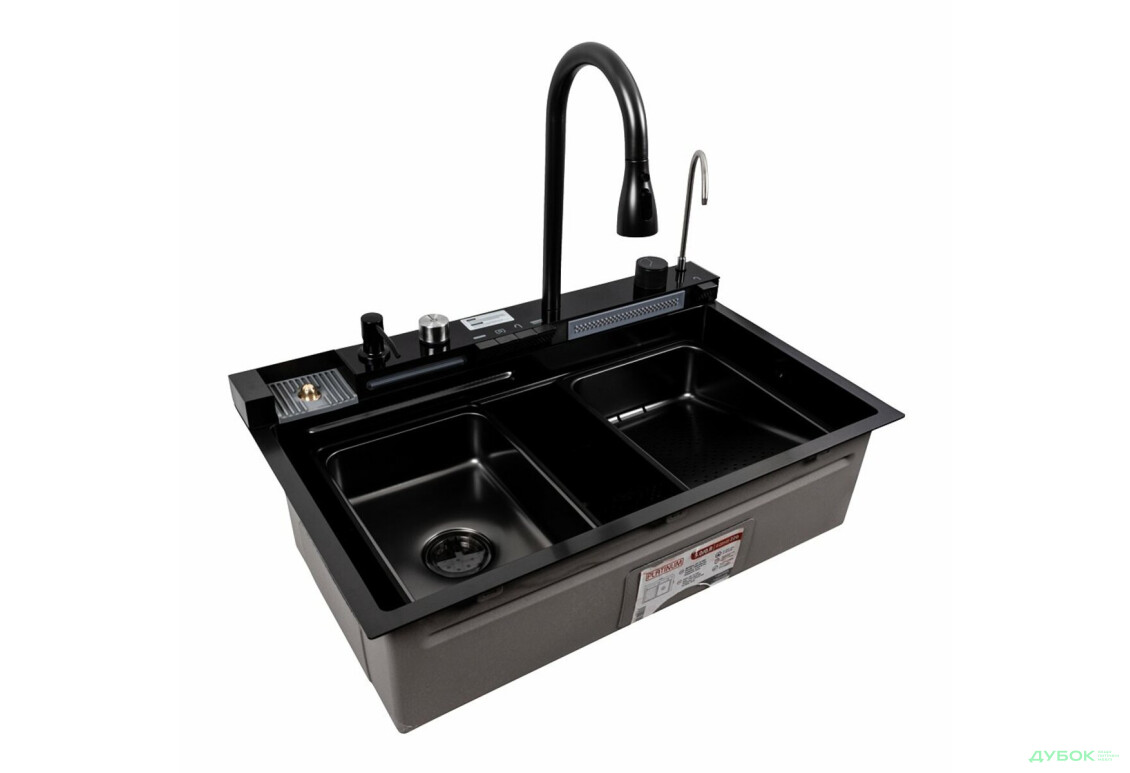 Изображение 6 - Кухонна мийка CM 75*46C PVD чорна Platinum Handmade "ВОДОСПАД" (Декор) Платинум