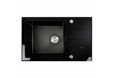 Кухонна мийка скляна CM 78*50 PVD Platinum Handmade чорна Platinum