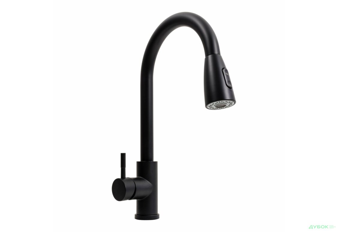 Кухонний змішувач чорний F001B (з висувним виливом)
