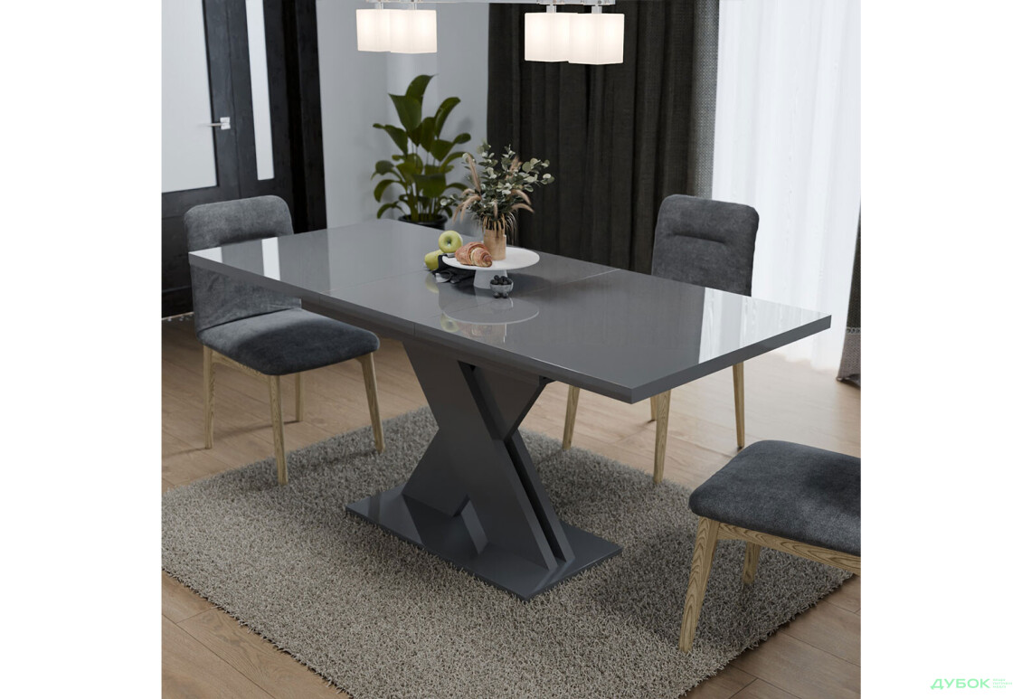 Стіл Неман Ламар розсувний 140/180х80, сірий глянець - Зображення 3 Зображення 3 - Стіл Неман Ламар розсувний 140/180х80, сірий глянець