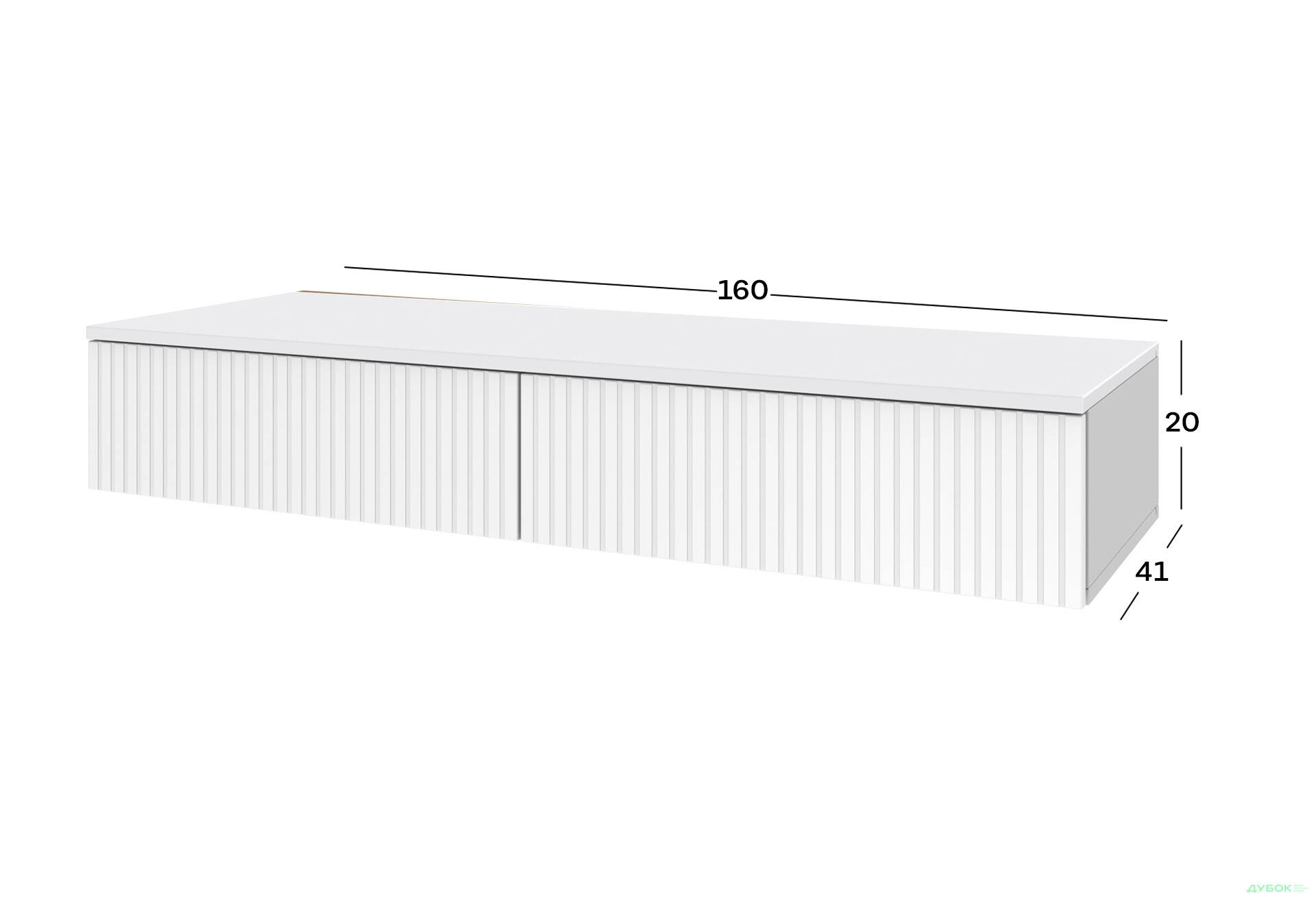 Тумба под ТВ Киевский стандарт навесная ТН-01 с 2 ящиками 160 см, нимфея альба / белый глянец - Изображение 3 Изображение 3 - Тумба под ТВ Киевский стандарт навесная ТН-01 с 2 ящиками 160 см, нимфея альба / белый глянец