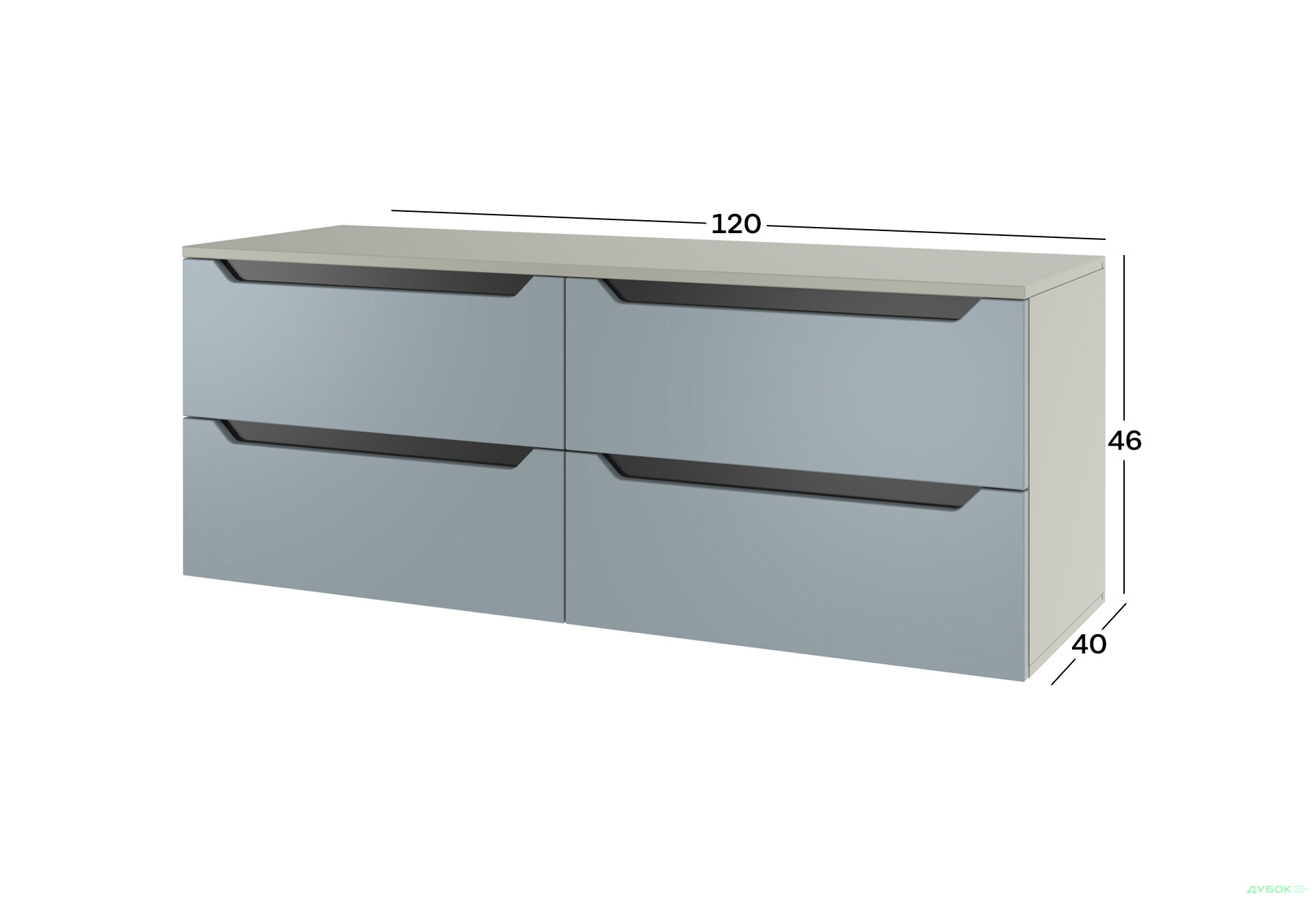 Тумба під ТВ Київський стандарт навісна ТН-03 з 4 шухлядами та склом 120 см, сіра лава / ніагара глянець - Зображення 3 Зображення 3 - Тумба під ТВ Київський стандарт навісна ТН-03 з 4 шухлядами та склом 120 см, сіра лава / ніагара глянець