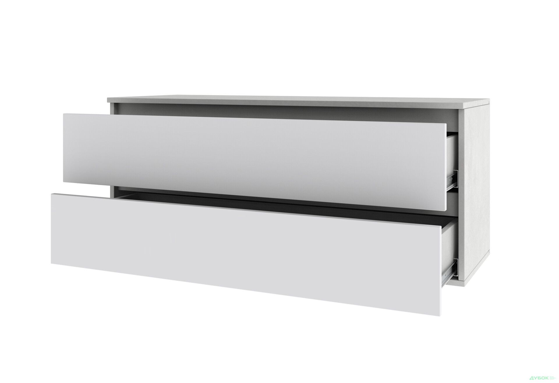 Тумба под ТВ Киевский стандарт навесная Лима с 2 ящиками 110 см, бетон стайл / нимфея альба - Изображение 2 Изображение 2 - Тумба под ТВ Киевский стандарт навесная Лима с 2 ящиками 110 см, бетон стайл / нимфея альба