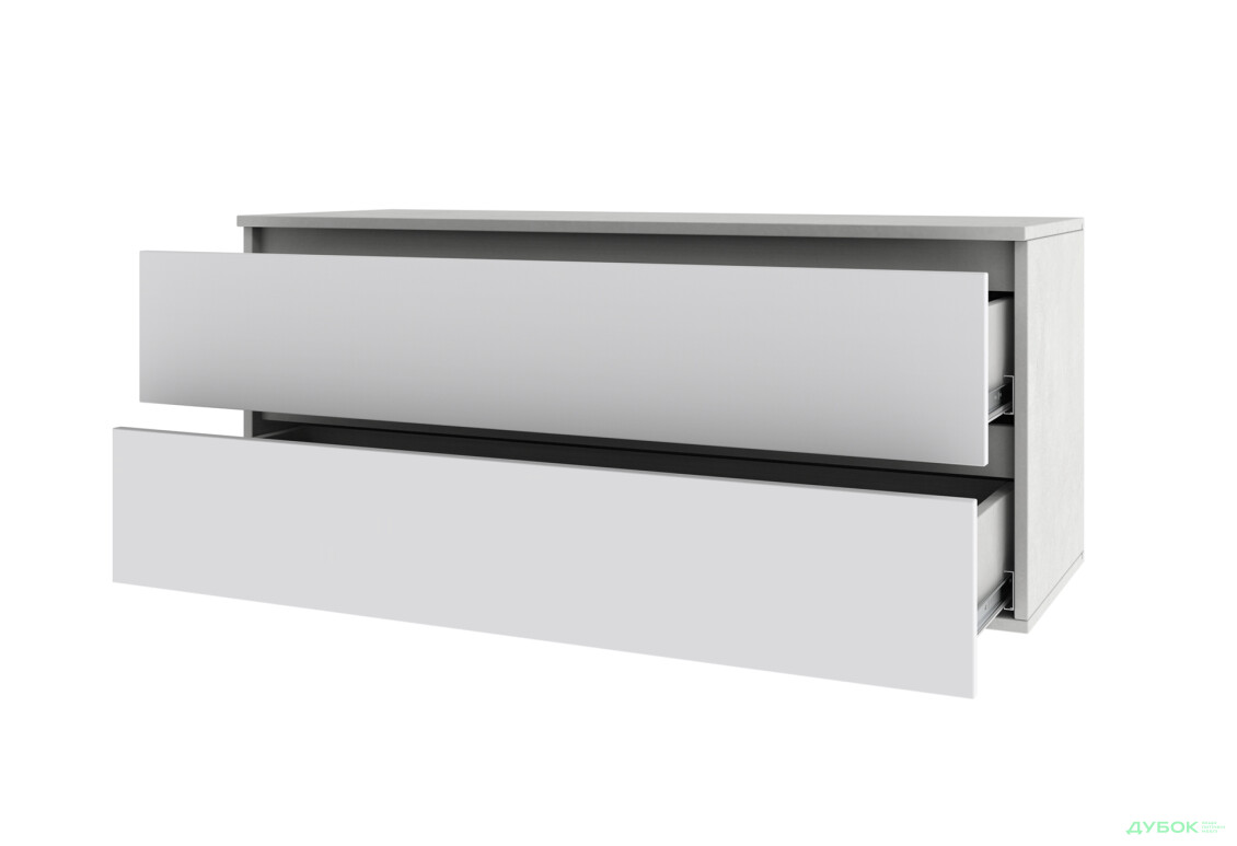 Тумба под ТВ Киевский стандарт навесная Лима с 2 ящиками 110 см, бетон стайл / нимфея альба - Изображение 2 Изображение 2 - Тумба под ТВ Киевский стандарт навесная Лима с 2 ящиками 110 см, бетон стайл / нимфея альба