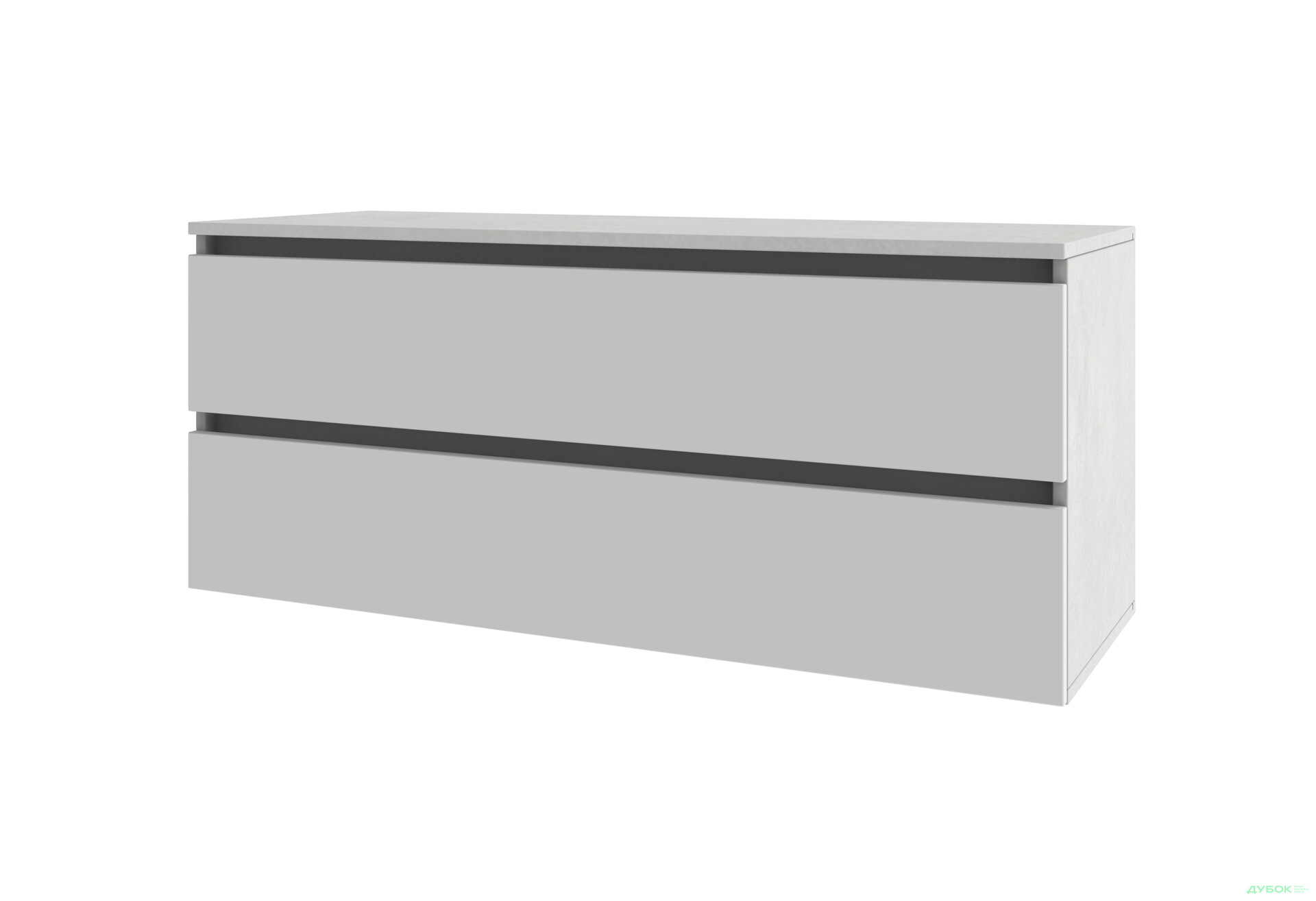 Тумба под ТВ Киевский стандарт навесная Лима с 2 ящиками 110 см, бетон стайл / нимфея альба - Изображение 1 Изображение 1 - Тумба под ТВ Киевский стандарт навесная Лима с 2 ящиками 110 см, бетон стайл / нимфея альба