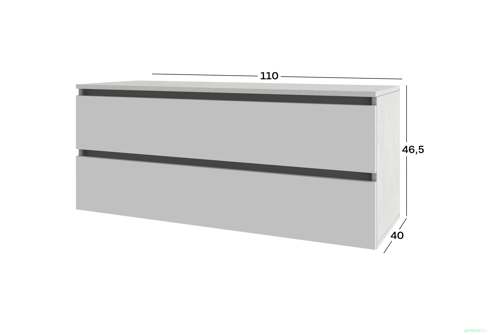 Тумба под ТВ Киевский стандарт навесная Лима с 2 ящиками 110 см, бетон стайл / нимфея альба - Изображение 3 Изображение 3 - Тумба под ТВ Киевский стандарт навесная Лима с 2 ящиками 110 см, бетон стайл / нимфея альба