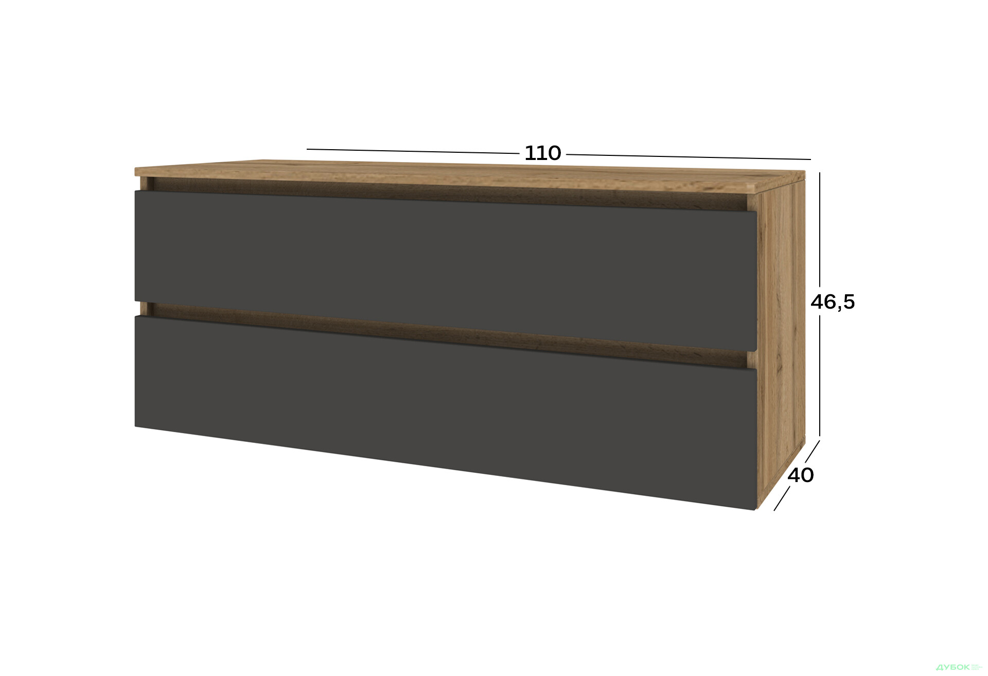 Тумба під ТВ Київський стандарт навісна Ліма з 2 шухлядами 110 см - Зображення 4 Зображення 4 - Тумба під ТВ Київський стандарт навісна Ліма з 2 шухлядами 110 см