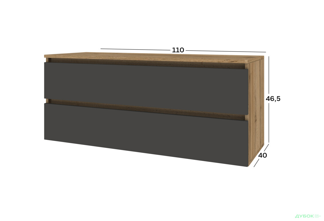 Тумба під ТВ Київський стандарт навісна Ліма з 2 шухлядами 110 см - Зображення 4 Зображення 4 - Тумба під ТВ Київський стандарт навісна Ліма з 2 шухлядами 110 см