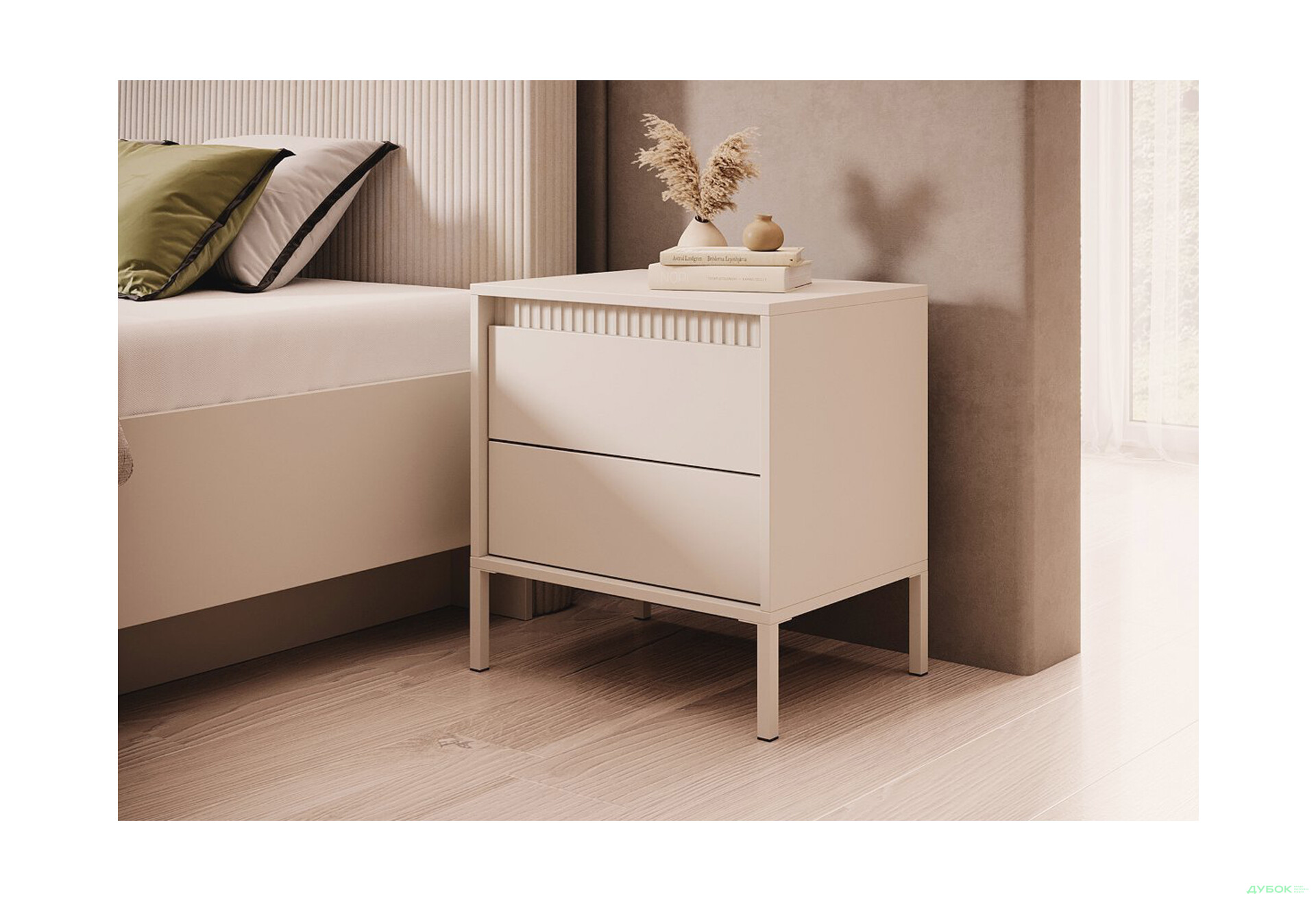 Зображення 2 - Тумба приліжкова Perfect Home Сенсо / Senso 2S/53 з 2ма шухлядами 54 см, бежевий