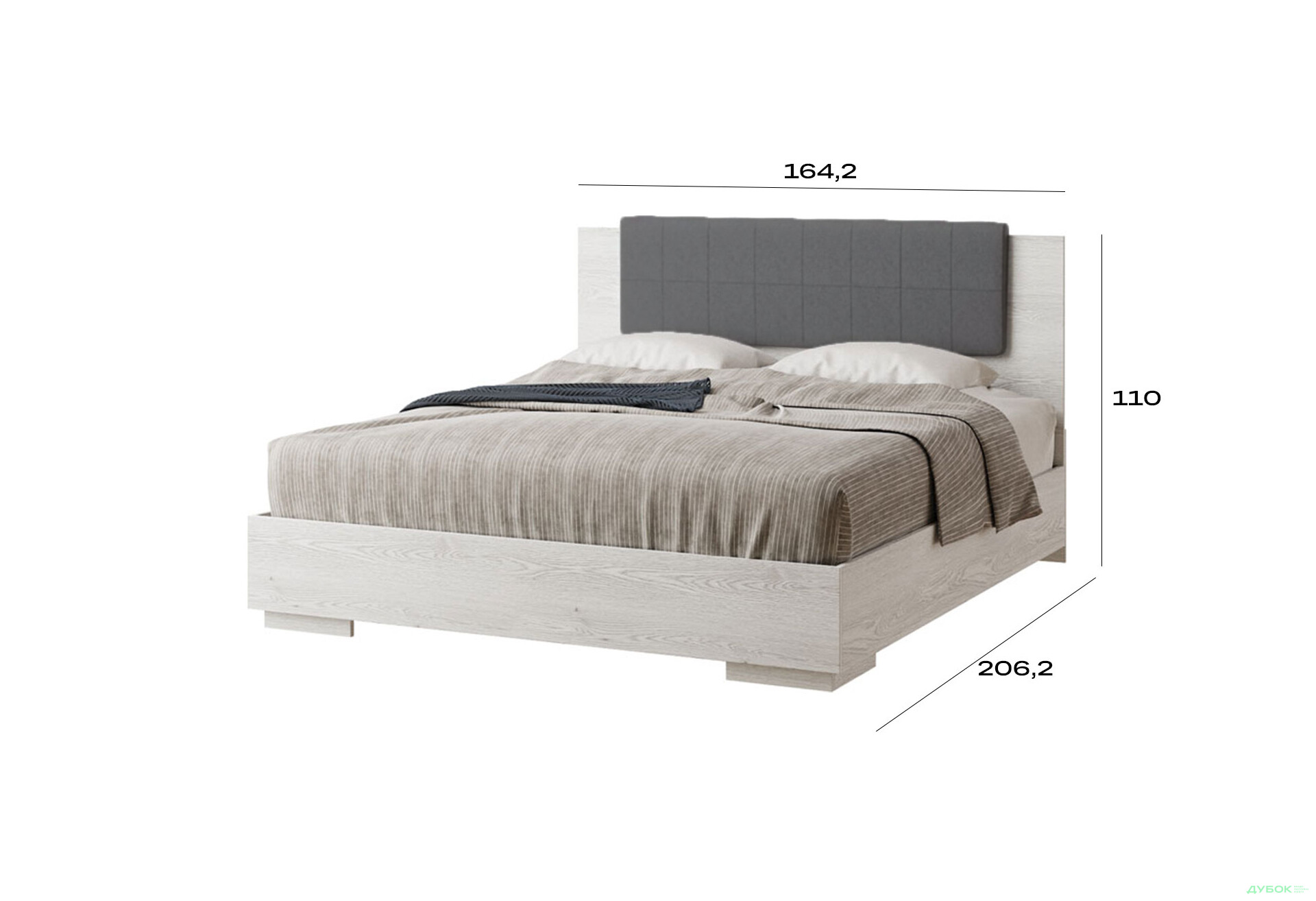 Ліжко Світ Меблів Вівіан (без вкладу) 160х200 см, артвуд світлий / індастріал - Зображення 3 Зображення 3 - Ліжко Світ Меблів Вівіан (без вкладу) 160х200 см, артвуд світлий / індастріал