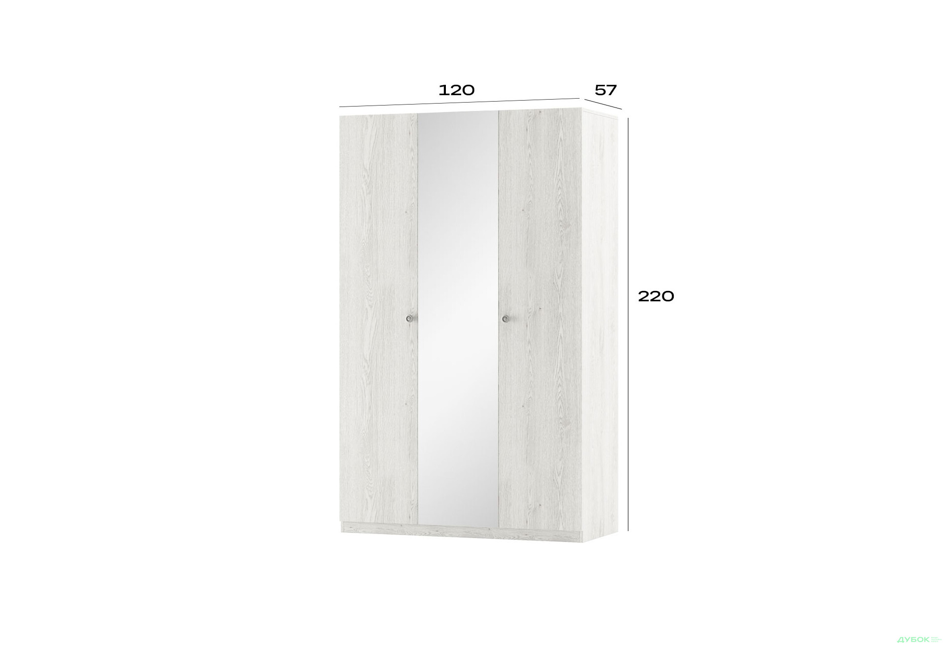 Шафа Світ Меблів Вівіан 3-дверна із дзеркалом 120 см - Зображення 2 Зображення 2 - Шафа Світ Меблів Вівіан 3-дверна із дзеркалом 120 см