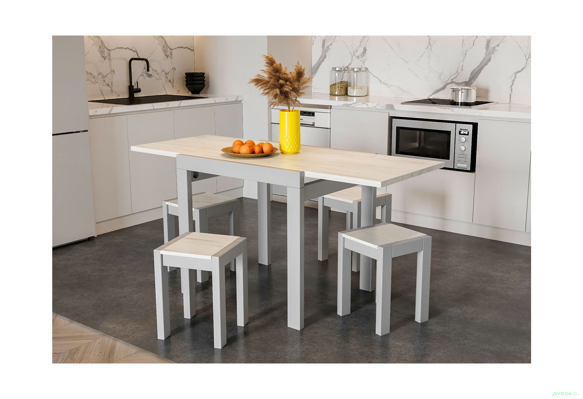 Зображення 3 - Табурет Крос (комплект 2 шт) сірий / дуб крафт білий Kredens furniture