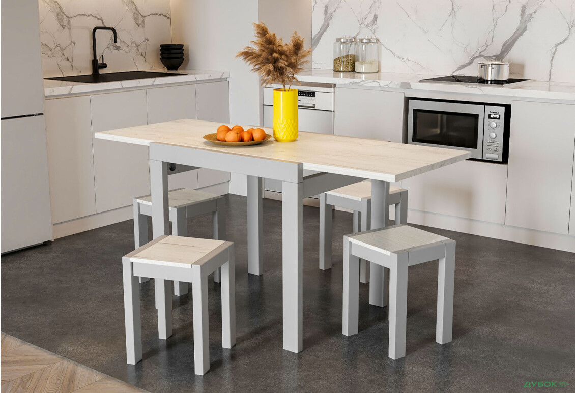 Зображення 3 - Табурет Крос (комплект 2 шт) сірий / дуб крафт білий Kredens furniture
