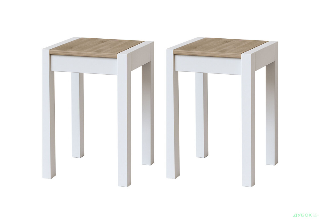 Комплект Крос розкладний стіл + 4 табурети білий / дуб тахо Kredens furniture - Зображення 4 Зображення 4 - Комплект Крос розкладний стіл + 4 табурети білий / дуб тахо Kredens furniture