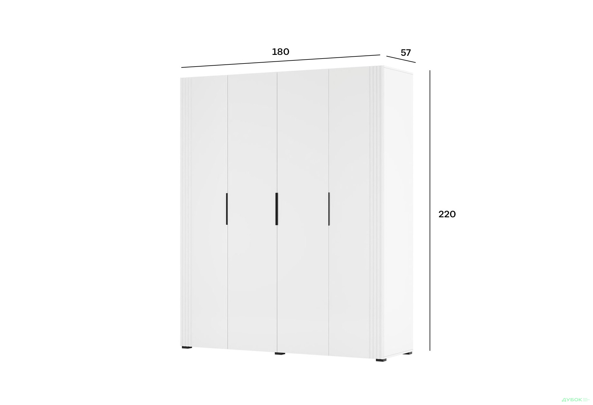 Шафа Світ Меблів Амелія 4-дверна 180 см, біла - Зображення 3 Зображення 3 - Шафа Світ Меблів Амелія 4-дверна 180 см, біла