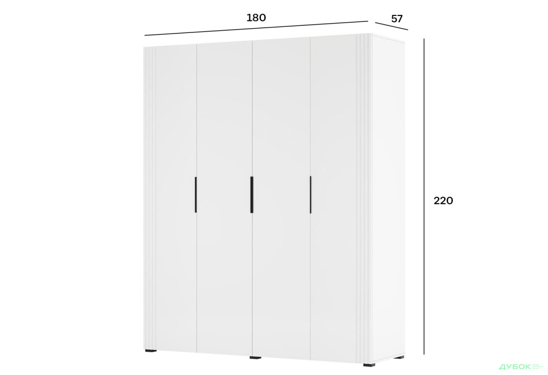 Шафа Світ Меблів Амелія 4-дверна 180 см, біла - Зображення 3 Зображення 3 - Шафа Світ Меблів Амелія 4-дверна 180 см, біла