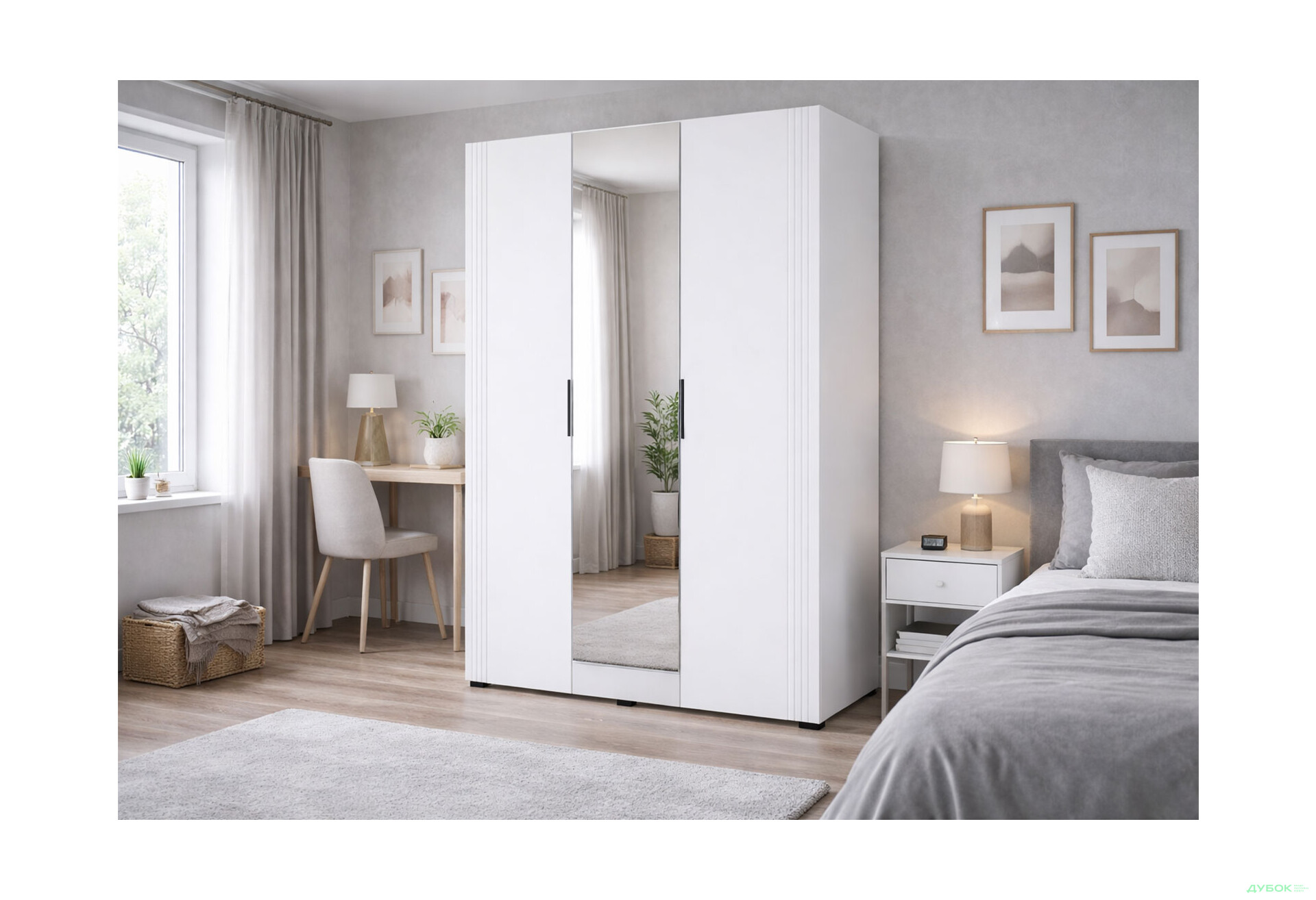 Изображение 2 - Шкаф Svit Mebliv Амелия 3-дверный с зеркалом 120 см, белый