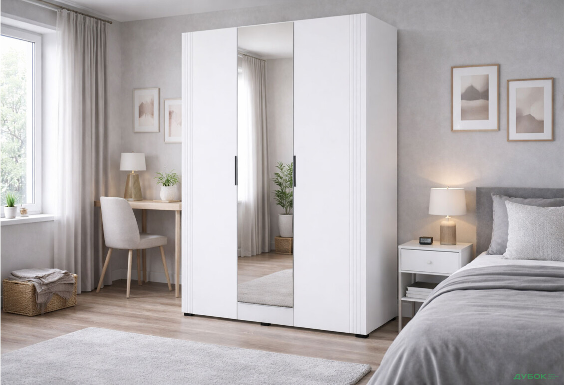 Изображение 2 - Шкаф Svit Mebliv Амелия 3-дверный с зеркалом 120 см, белый