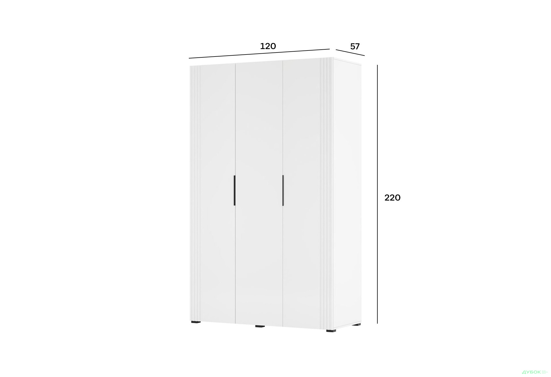 Шафа Світ Меблів Амелія 3-дверна 120 см, біла - Зображення 3 Зображення 3 - Шафа Світ Меблів Амелія 3-дверна 120 см, біла