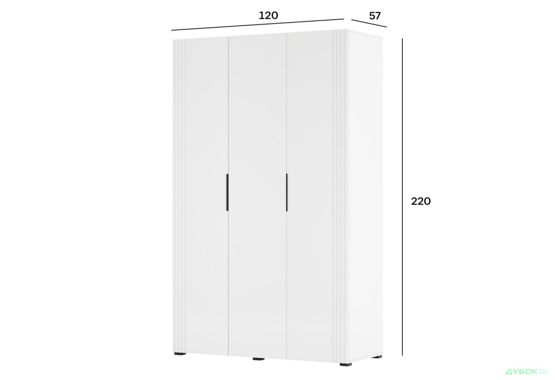 Шафа Світ Меблів Амелія 3-дверна 120 см, біла - Зображення 3 Зображення 3 - Шафа Світ Меблів Амелія 3-дверна 120 см, біла