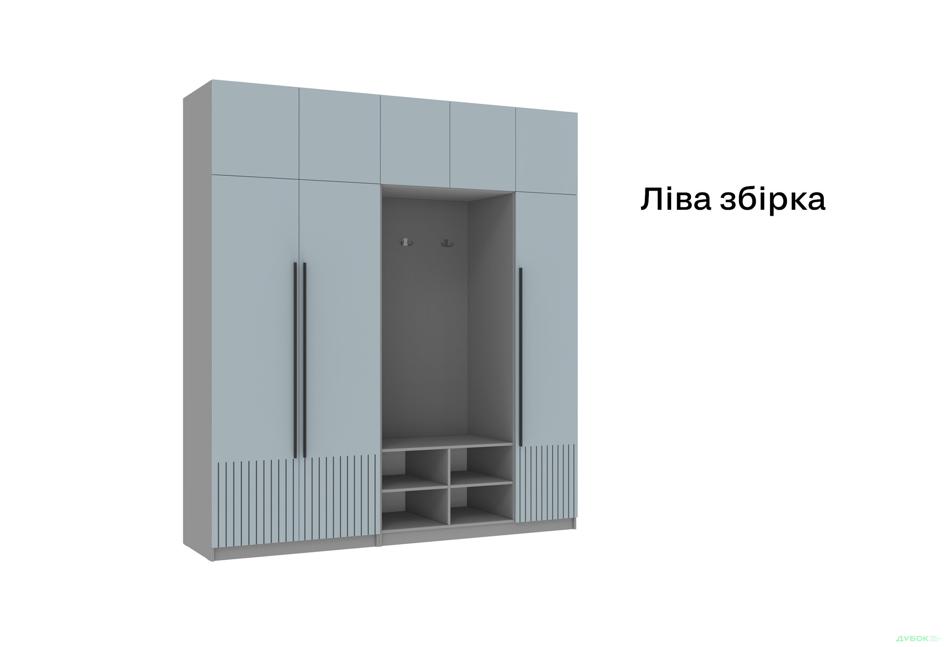 Зображення 4 - Передпокій Київський стандарт Лайн Елегант Д 8-дверна з гачками 215 см Сіра лава / Ніагара мат