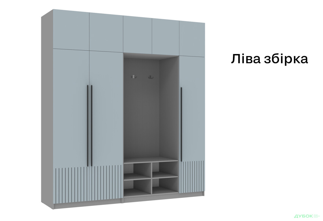 Зображення 4 - Передпокій Київський стандарт Лайн Елегант Д 8-дверна з гачками 215 см Сіра лава / Ніагара мат