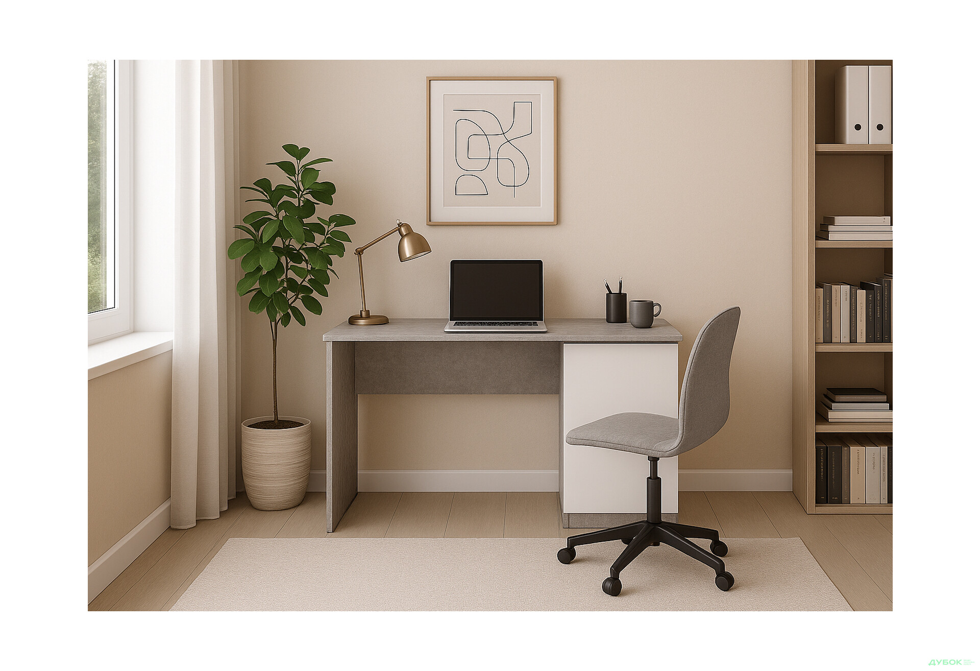 Стол письменный Киевский стандарт КС 11 с тумбой 120x58 см - Изображение 2 Изображение 2 - Стол письменный Киевский стандарт КС 11 с тумбой 120x58 см