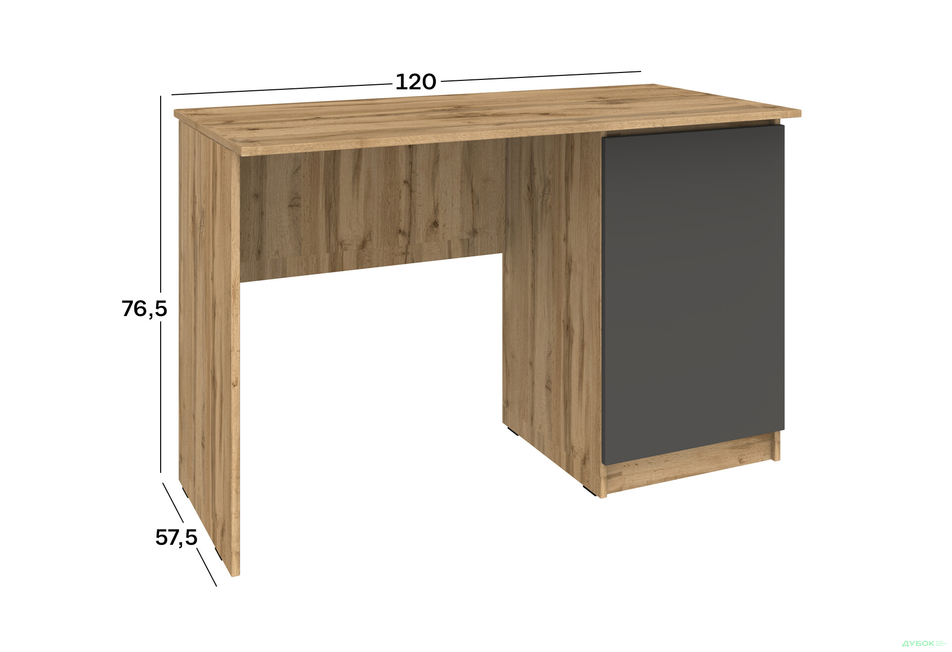 Стіл письмовий Київський стандарт КС 11 з тумбою правий 120x58 см дуб аппалачі / антрацит - Зображення 4 Зображення 4 - Стіл письмовий Київський стандарт КС 11 з тумбою правий 120x58 см дуб аппалачі / антрацит