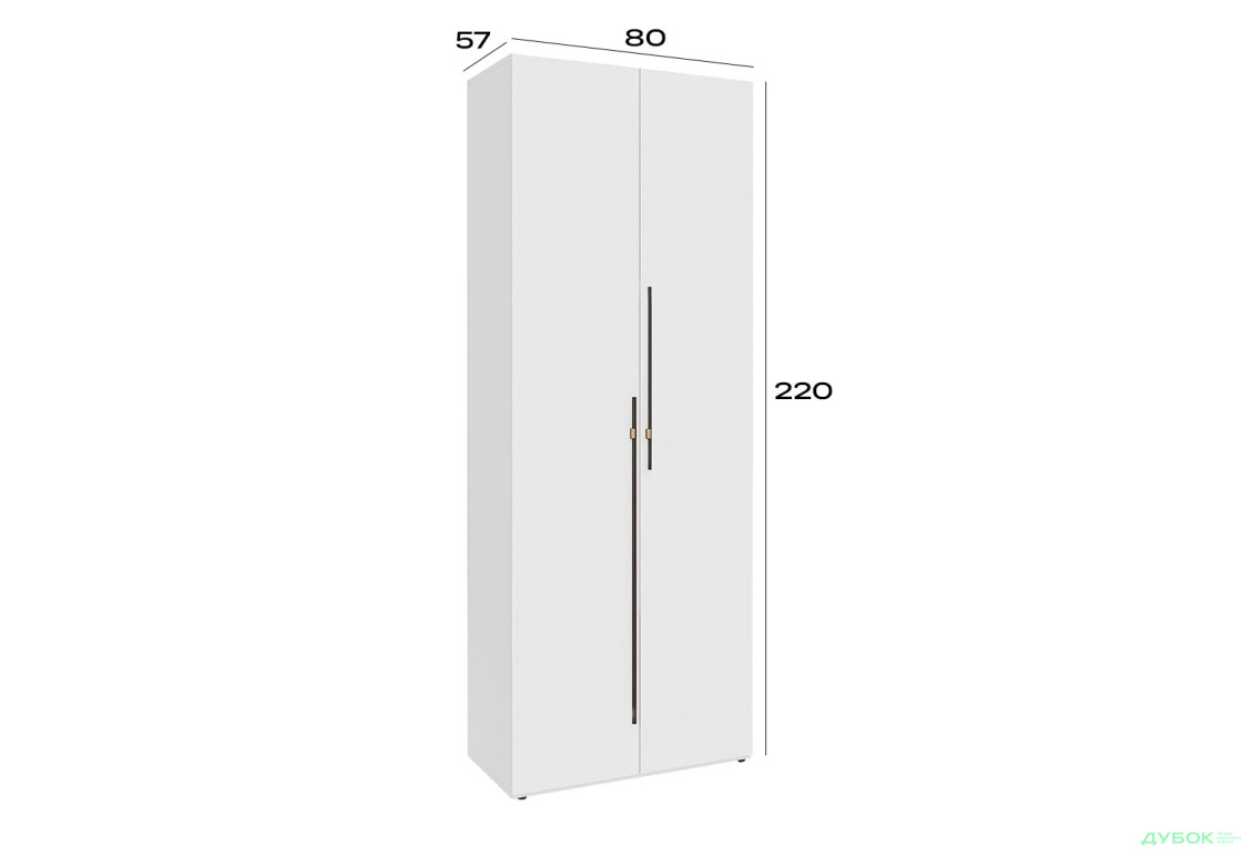 Шафа Світ Меблів Спейс дводверна зі штангою та полицями 80х220х57 см, німфея альба - Зображення 4 Зображення 4 - Шафа Світ Меблів Спейс дводверна зі штангою та полицями 80х220х57 см, німфея альба