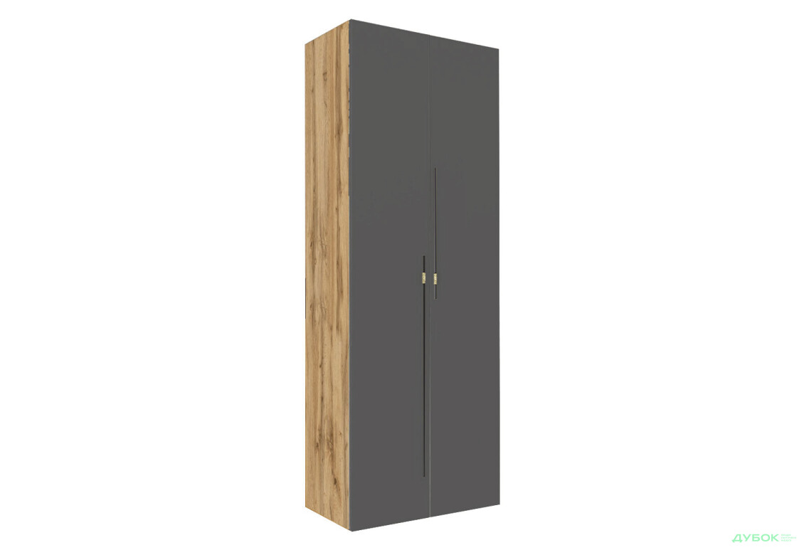 Шкаф Svit Mebliv Спейс двухдверная со штанкой и полками 80х220х57 см, дуб аппалачи / графит - Изображение 1 Изображение 1 - Шкаф Svit Mebliv Спейс двухдверная со штанкой и полками 80х220х57 см, дуб аппалачи / графит