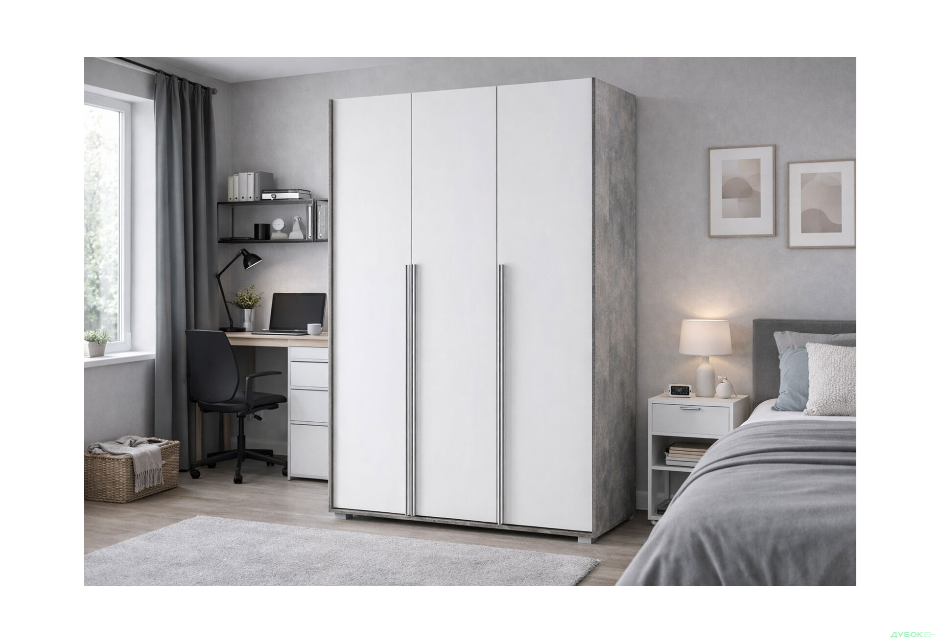 Зображення 2 - Шафа Світ Меблів Алекса 3-дверна 120 см Ательє світлий / Німфеа альба