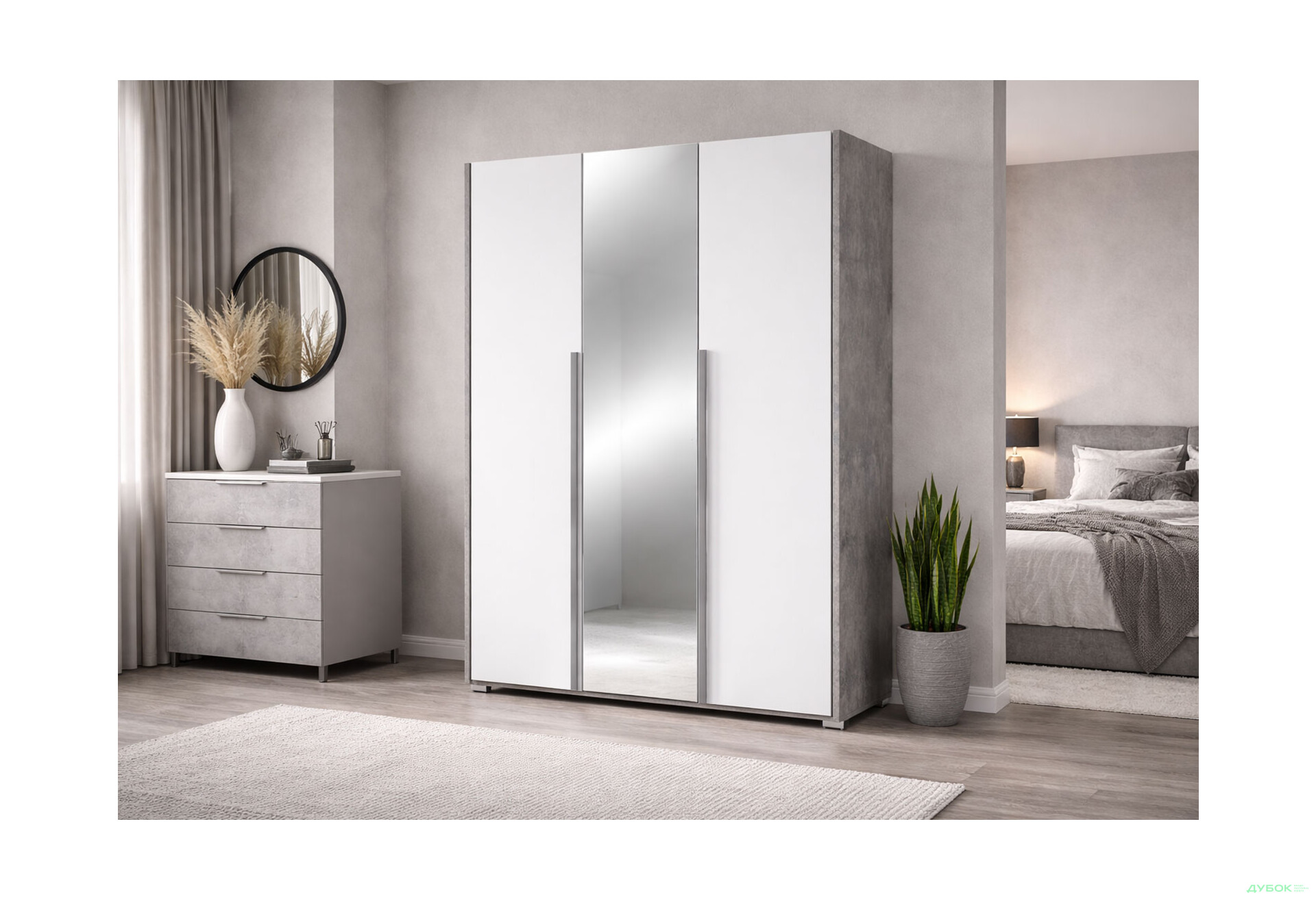 Зображення 3 - Шафа Світ Меблів Алекса 3-дверна з дзеркалом 120 см Ательє світлий / Німфеа альба